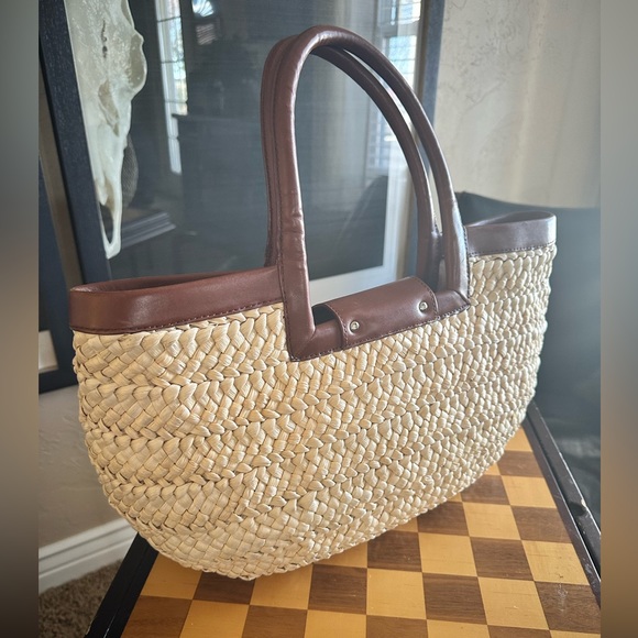 Kate Spade EUC Twist Lock Raffia Carryall Shoulder Bag (Natural) 🌺 - Picture 4 of 11